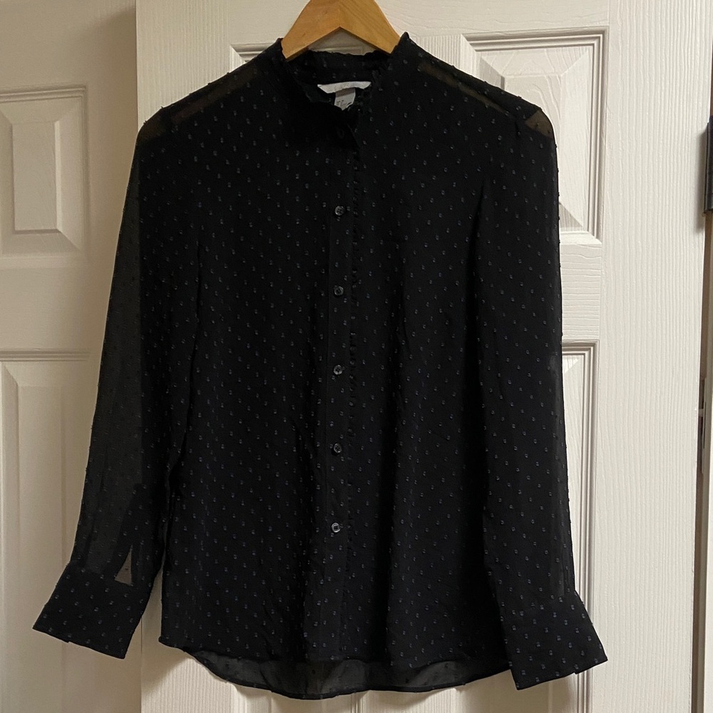 H&M Black Sheer Button-Up Blouse